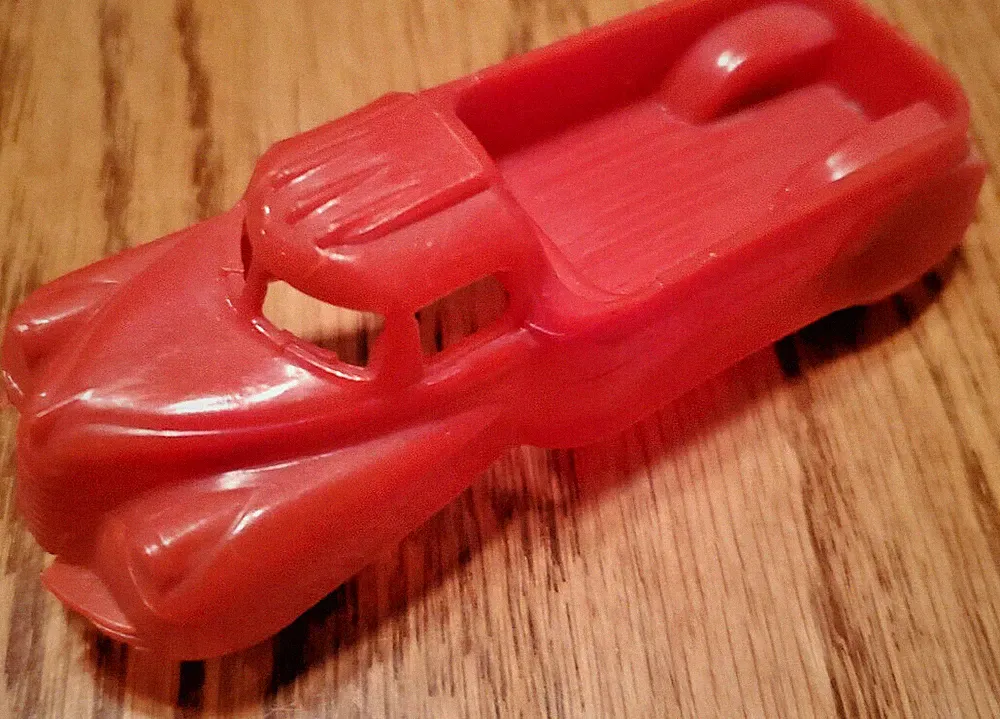 1950s Acme PICK-UP TRUCK Red 3.5" USA Long Bed Skirts Plastic Vintage