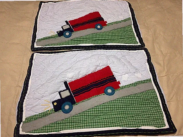 2 Pottery Barn Kids Standard Padded Pillow Shams Truck