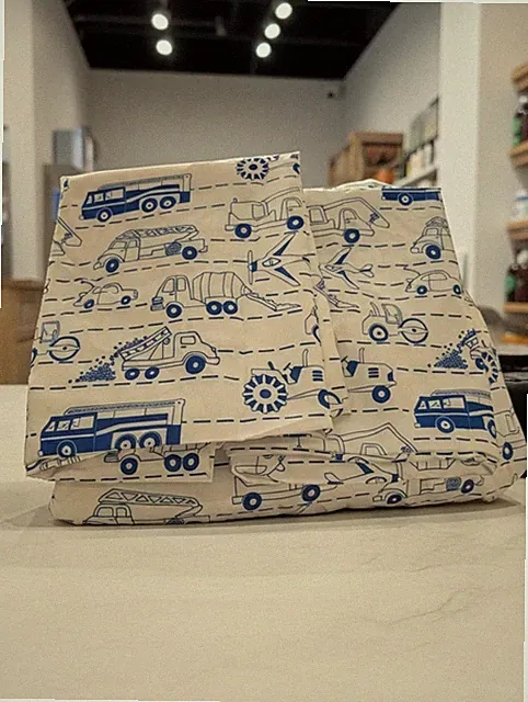 Boys Double Truck Sheet Set Smoke Free Home White/Navy