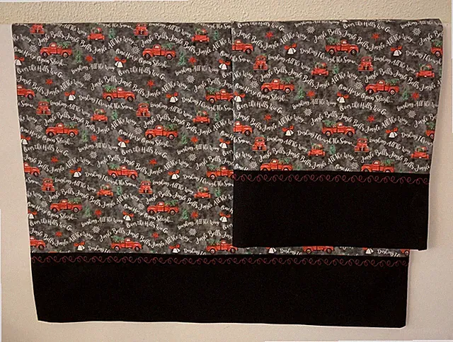 Christmas Pillowcases 2 Handmade standard queen Cotton New, red truck gray black