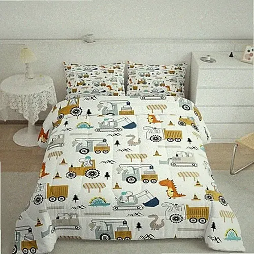 Construction Bedding Set Size Equipment Trucks Comforter Queen Multi 0707 03