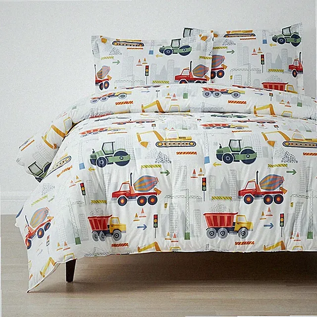 Construction Trucks Classic Cool Organic Cotton Percale Comforter Set|5942