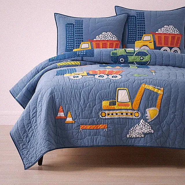 Construction Trucks Quilt - Blue, Twin