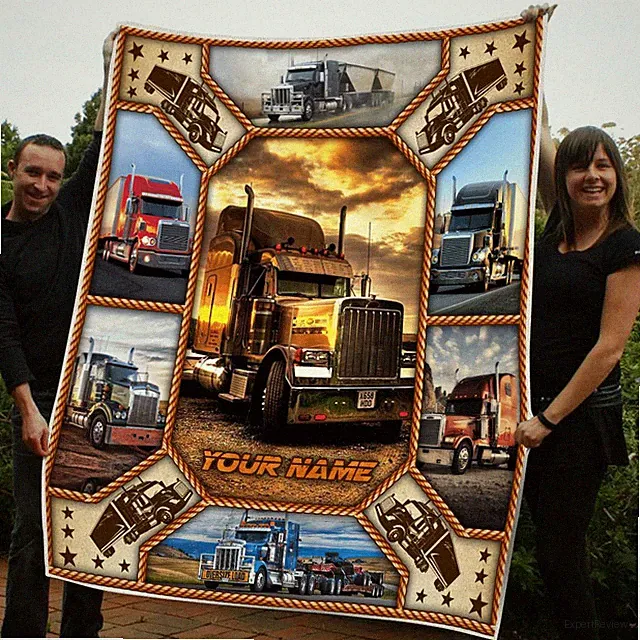 Custom Your Name Trucker Blanket Truck KW Quilt Blanket Best Gift For Driver