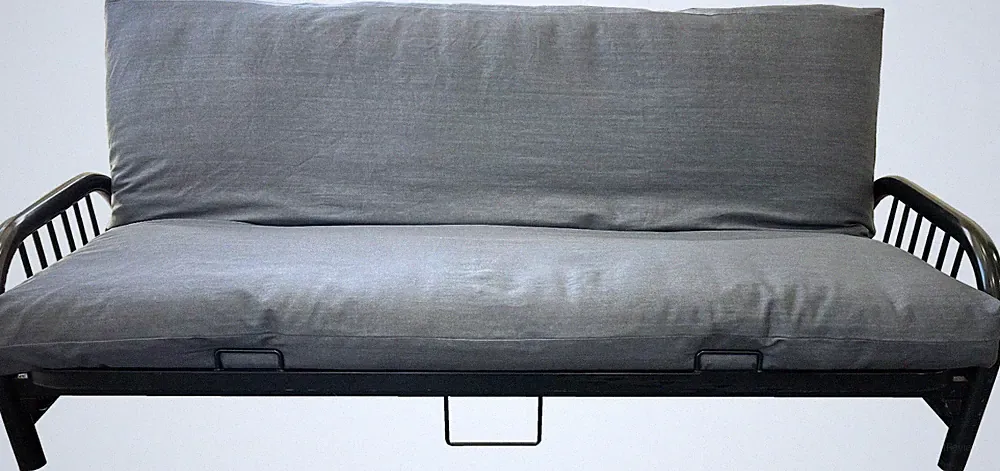 Full Gray Denim Futon Mattress Cover, Bed Slipcovers, Bed Encasement Protector