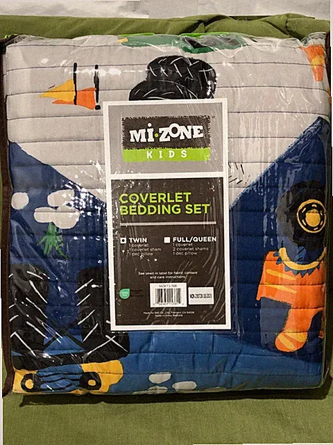 Gavin 3-Piece Blue Twin Monster Truck Polyester Reversible Coverlet Set