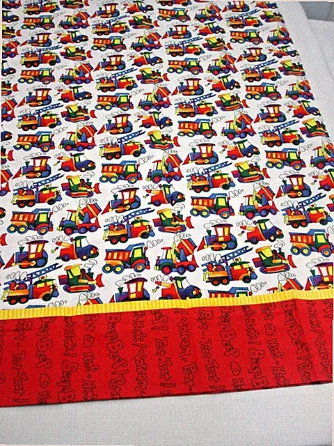 Handmade Pillowcase Std/Queen Roadwork Trucks Bulldozers Cotton Cuff French Seam