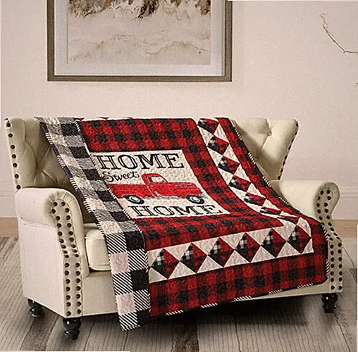 Home Sweet Home Red Truck Reversible Soft Quilted Throw Blanket 50x60 inch
