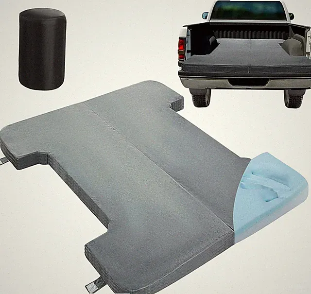 Memory Foam Truck Bed Mattress, 6ft-6.5ft, 2.5" Thick, Grey, Foldable