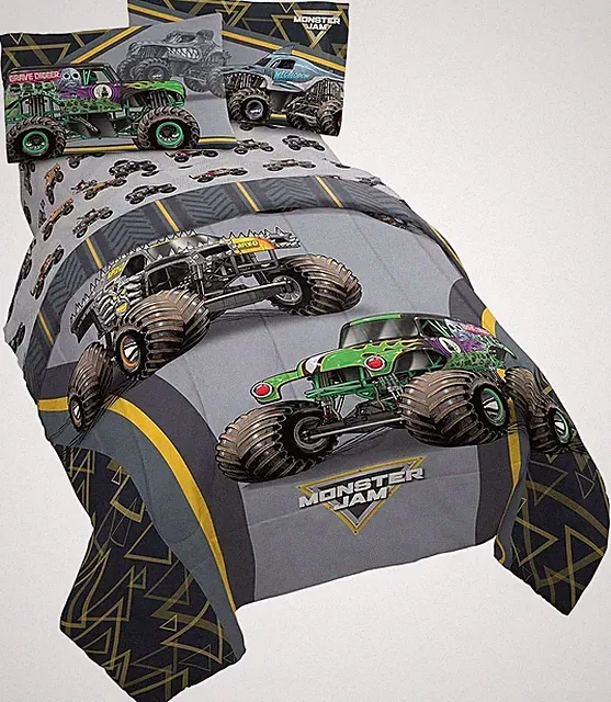 Monster Jam "MJ Life" Grave Digger, Max-D, Megalodon 3pc Twin Sheet Set