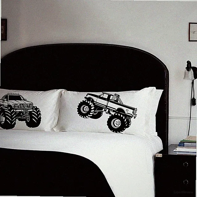 Monster Truck Pillow Case Set TC 220 Cotton Pillow Covers room decor car bedding
