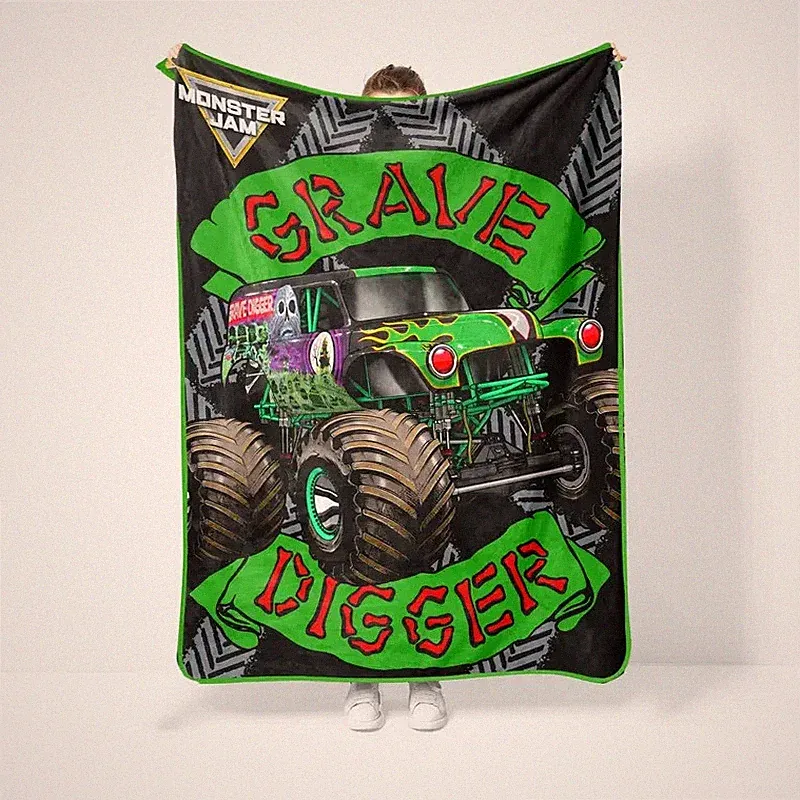 Monster Truck Racing Theme Flannel Blanket Fun Kids Gift Throw