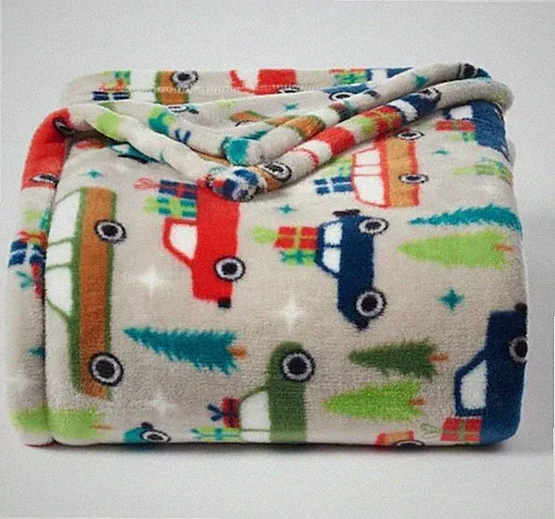 NEW HOLIDAY TRUCKS KIDS Throw Blanket Oversize Super Soft 60x72 GIFT
