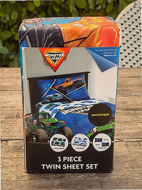 NEW Monster Jam "Grave Digger" "El Toro" And Others 3pc Twin Sheet Set