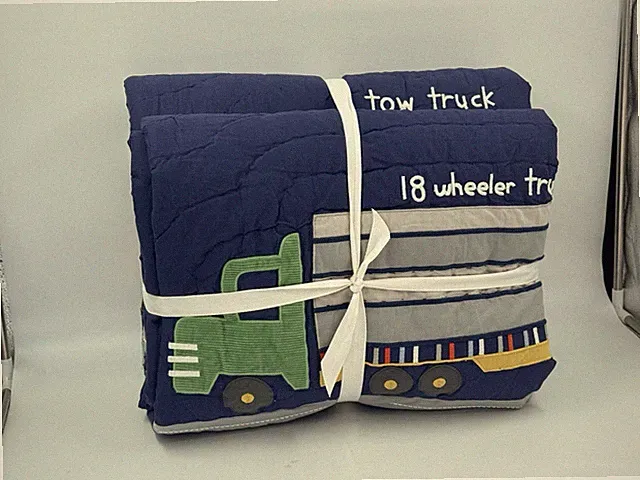 New Pottery Barn Kids Busy Trucks TWIN SIZE Quilt Bedding READ