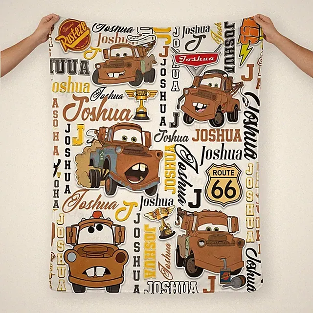 Personalized Rusty Tow Truck Flannel Blanket - Custom Name Boy Racing Gift Soft