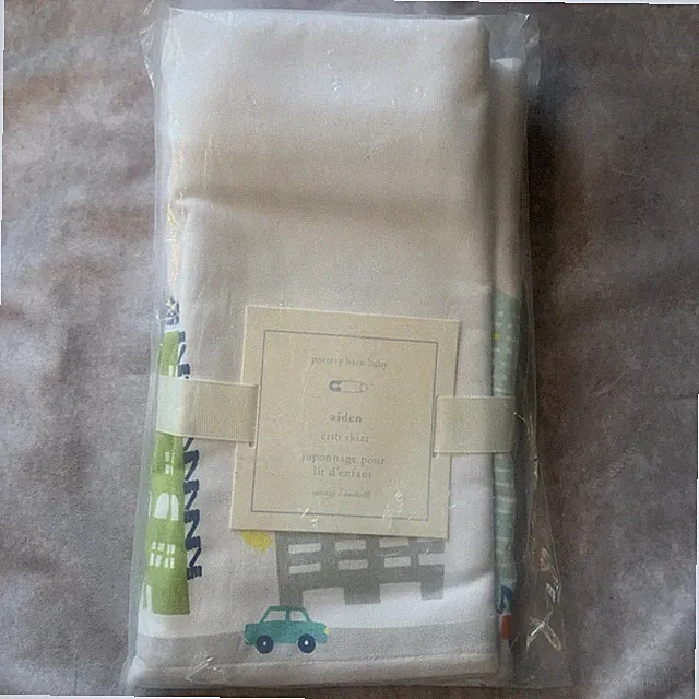Pottery Barn Baby Aiden Crib Skirt Multicolor City Scape Cars Trucks Buildings