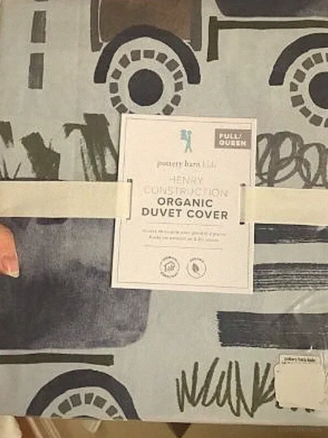 Pottery Barn Henry Construction Duvet Cover Blue Queen Construction Trucks Kids