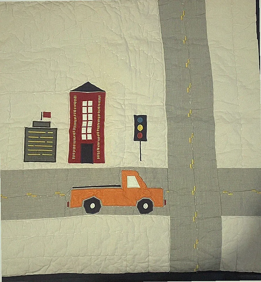 Pottery Barn Kids 2 Euro Shams Cotton 26x26 Orange Truck Quilted