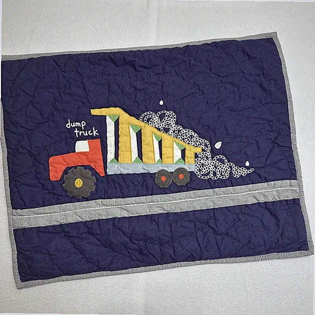 Pottery Barn Kids Busy Trucks Quilted Standard Pillow Sham 20 X 26 Tie Closure