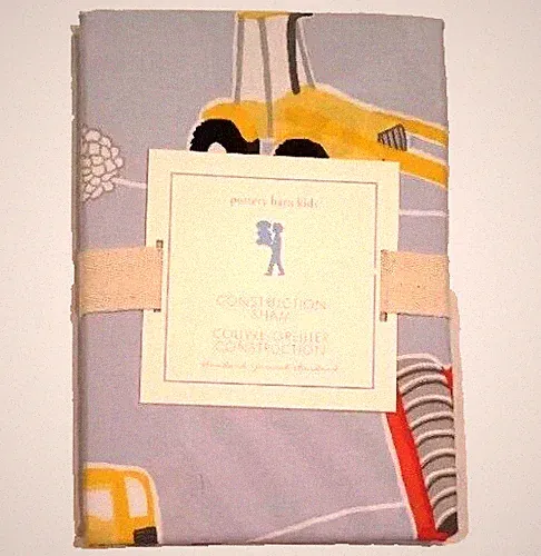 Pottery Barn Kids Pillowcase Construction Sham Standard Blue Boys Truck Bed NEW