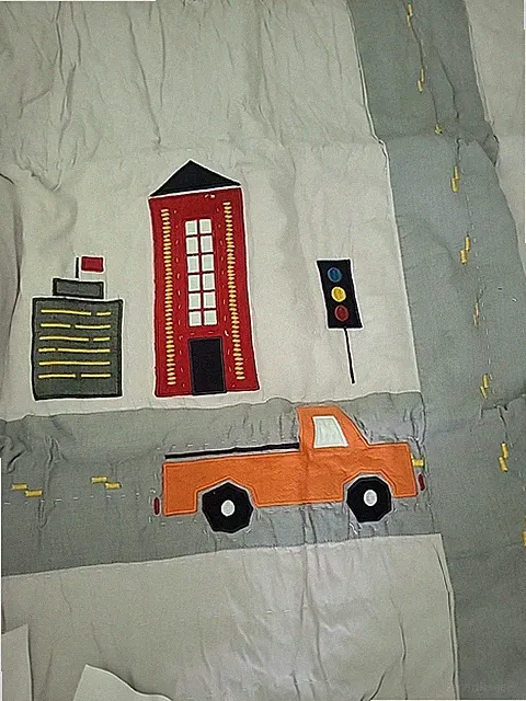 Pottery Barn Kids Things That Go Quilted Sham EURO Truck, Road, Traffic Light