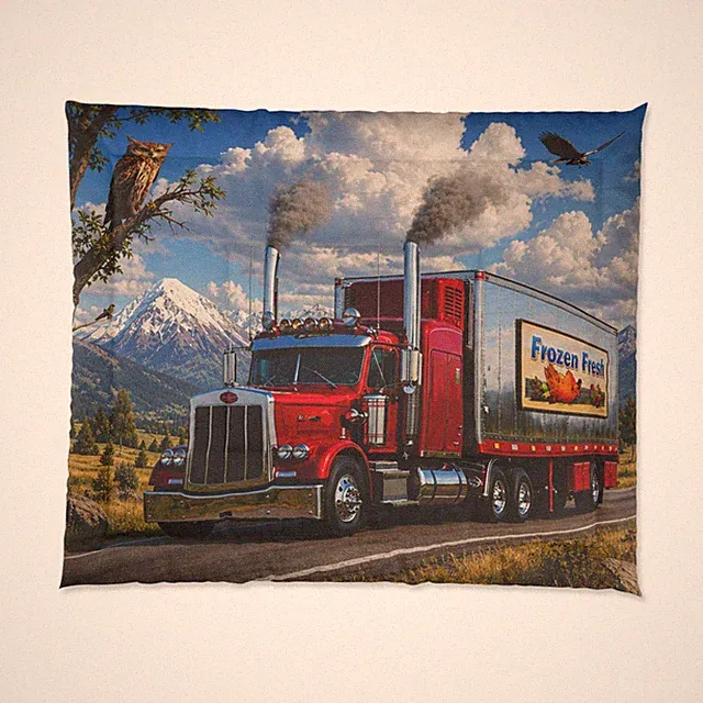 Red Semi Truck Comforter | Retro Big Rig Truck Bedding
