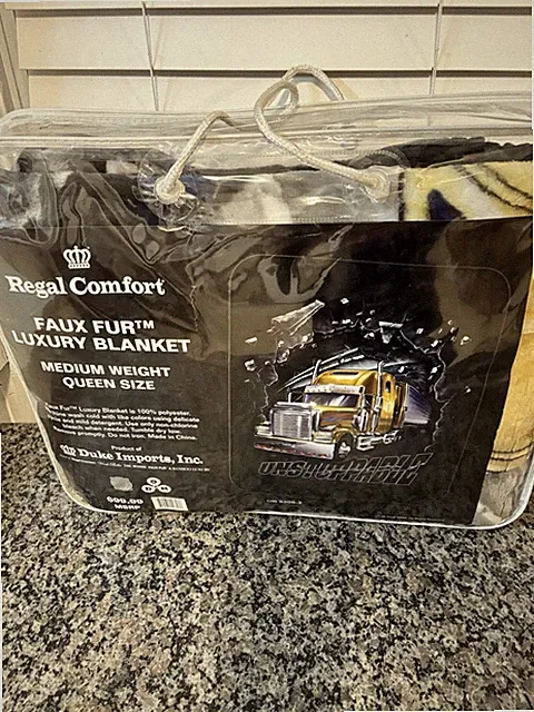 Regal Comfort, Faux Fur Luxury Blanket, Medium Weight, Queen - Semi Trucking