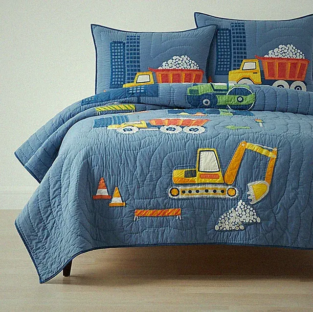TheCompany Cotton Construction Trucks Quilt