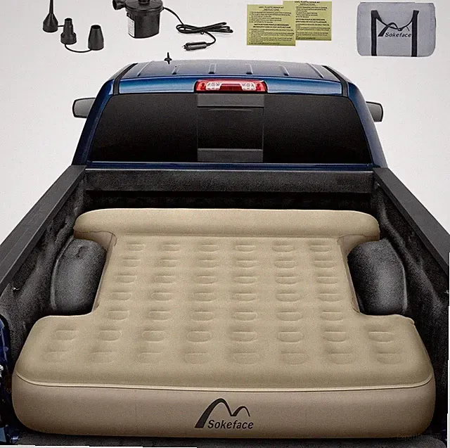 Truck Bed Mattress 5.5-5.8ft for Full Size Pickup, Brown Truck Bed Air Mattress