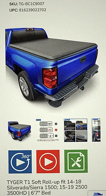 Tyger Auto T1 Soft Roll-Up Truck Bed Tonneau Cover