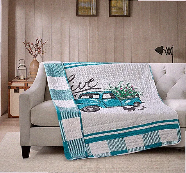 Virah Bella - Flower Truck - Lightweight Quilted Throw Blanket 50"x60"